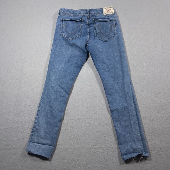 True Religion Stella Jeans Women 32 Mid Rise‎ Skinny Blue Denim Raw Hem Stretch - Picture 10 of 13